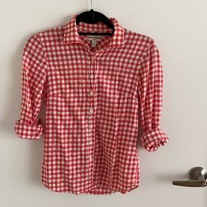 J. Crew Petite Gingham flannel Perfect Shirt 00P